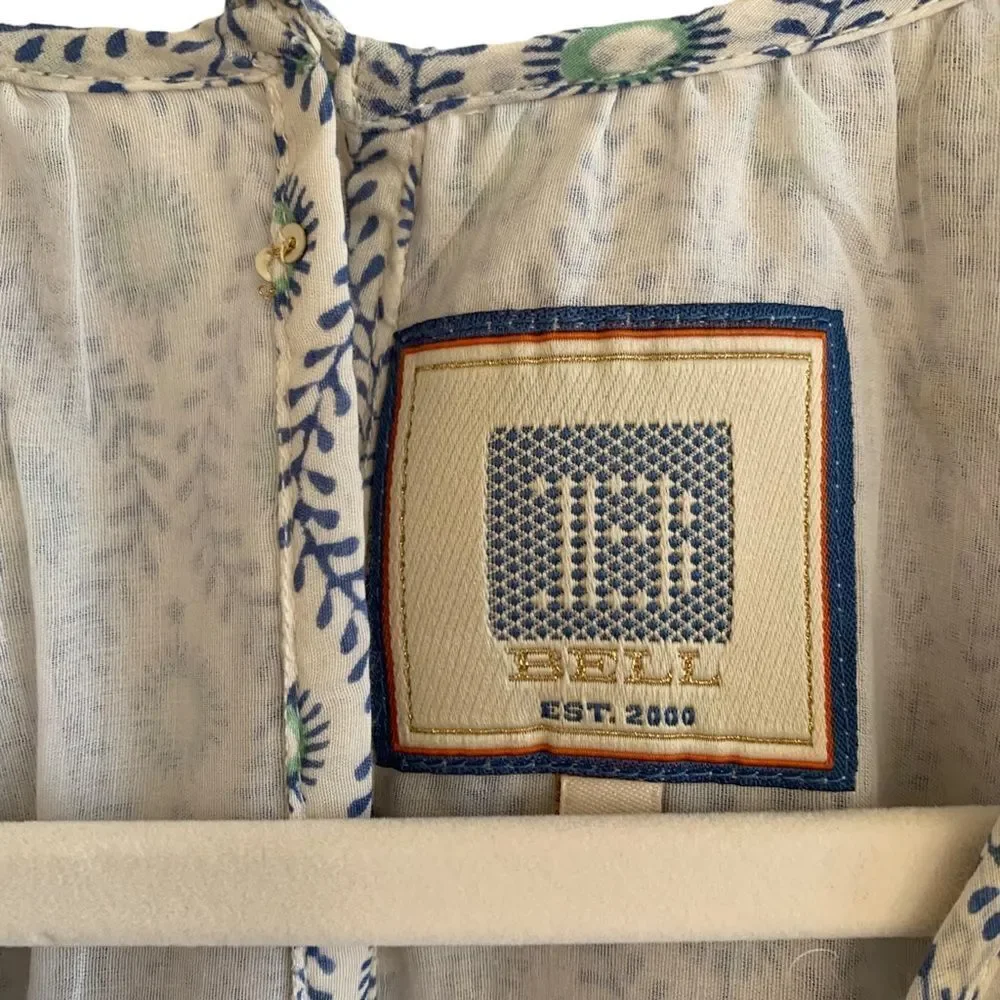 Boho Mini Dress Blue Green Print Sz M - Picture 11 of 11